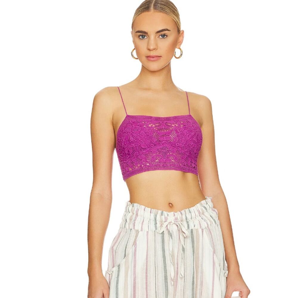 Free People FP 1 Lyra Bralette Crochet Embroidered Crop Top NWT SP
